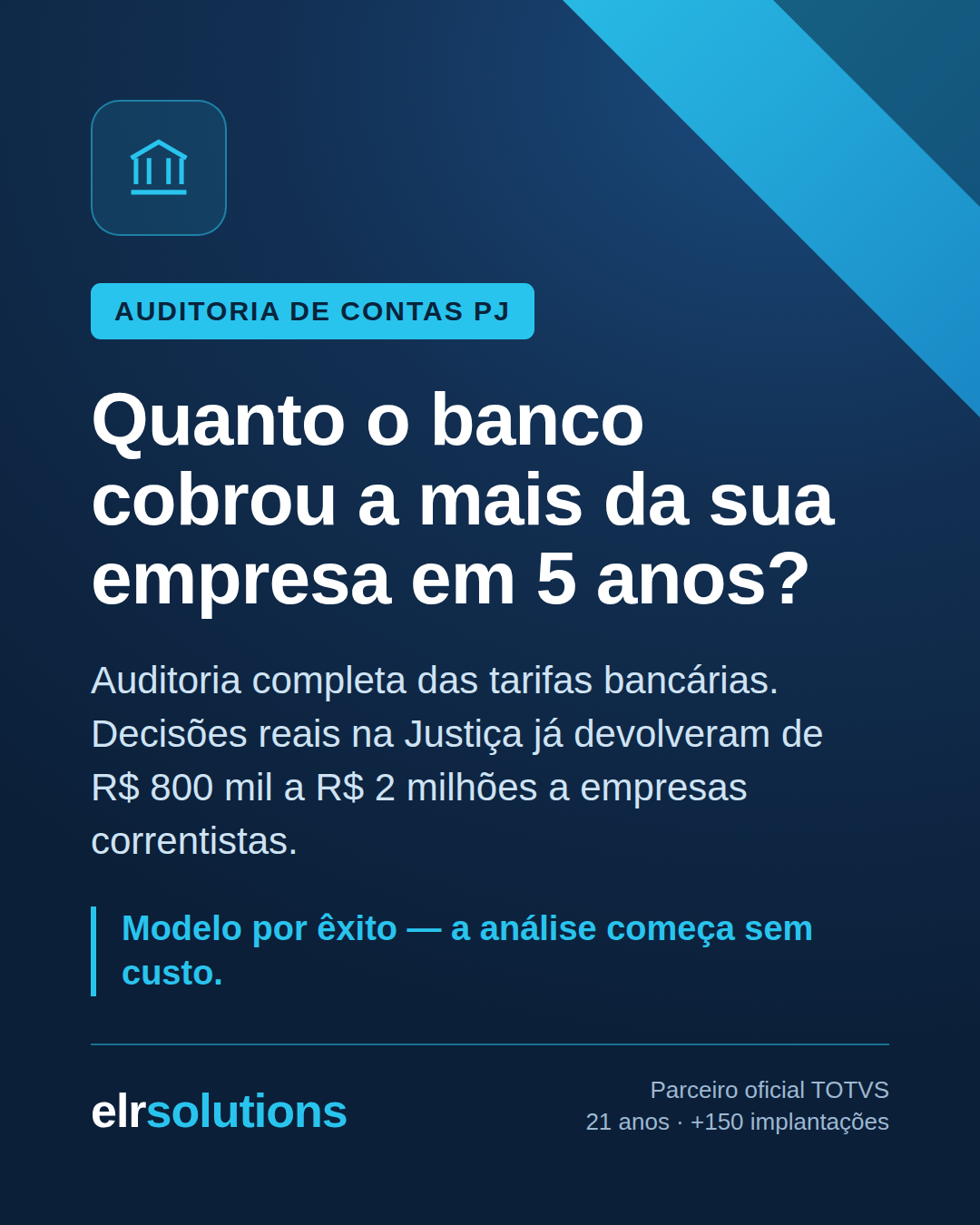 Auditoria de contas correntes PJ: quanto o banco cobrou a mais da sua empresa em 5 anos?
